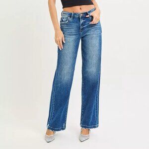 RISEN Full Size Slouchy Baggy Jeans Pocket Side Seam‎ Detail Plus Size